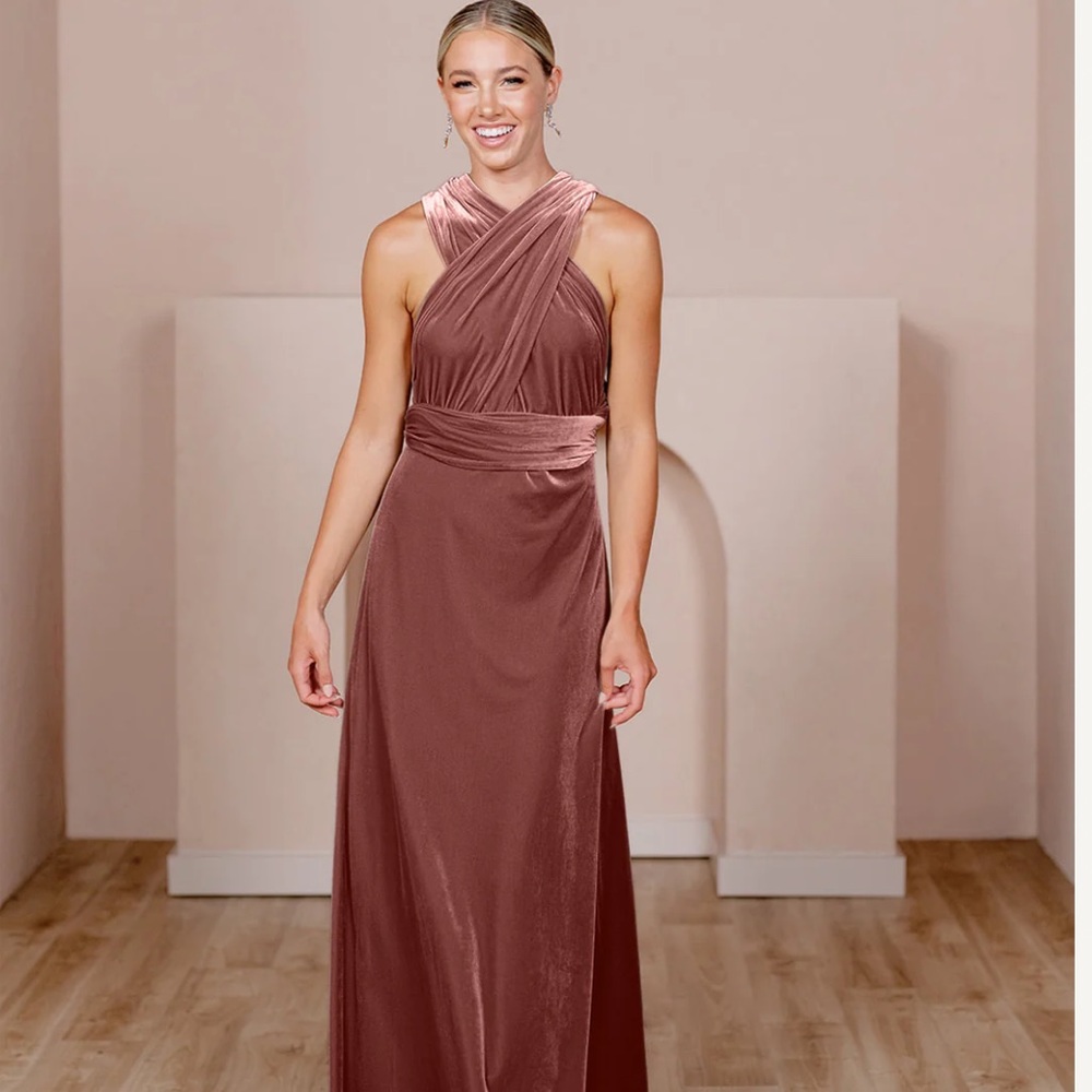 Micah velvet convertible dress in dusty rose